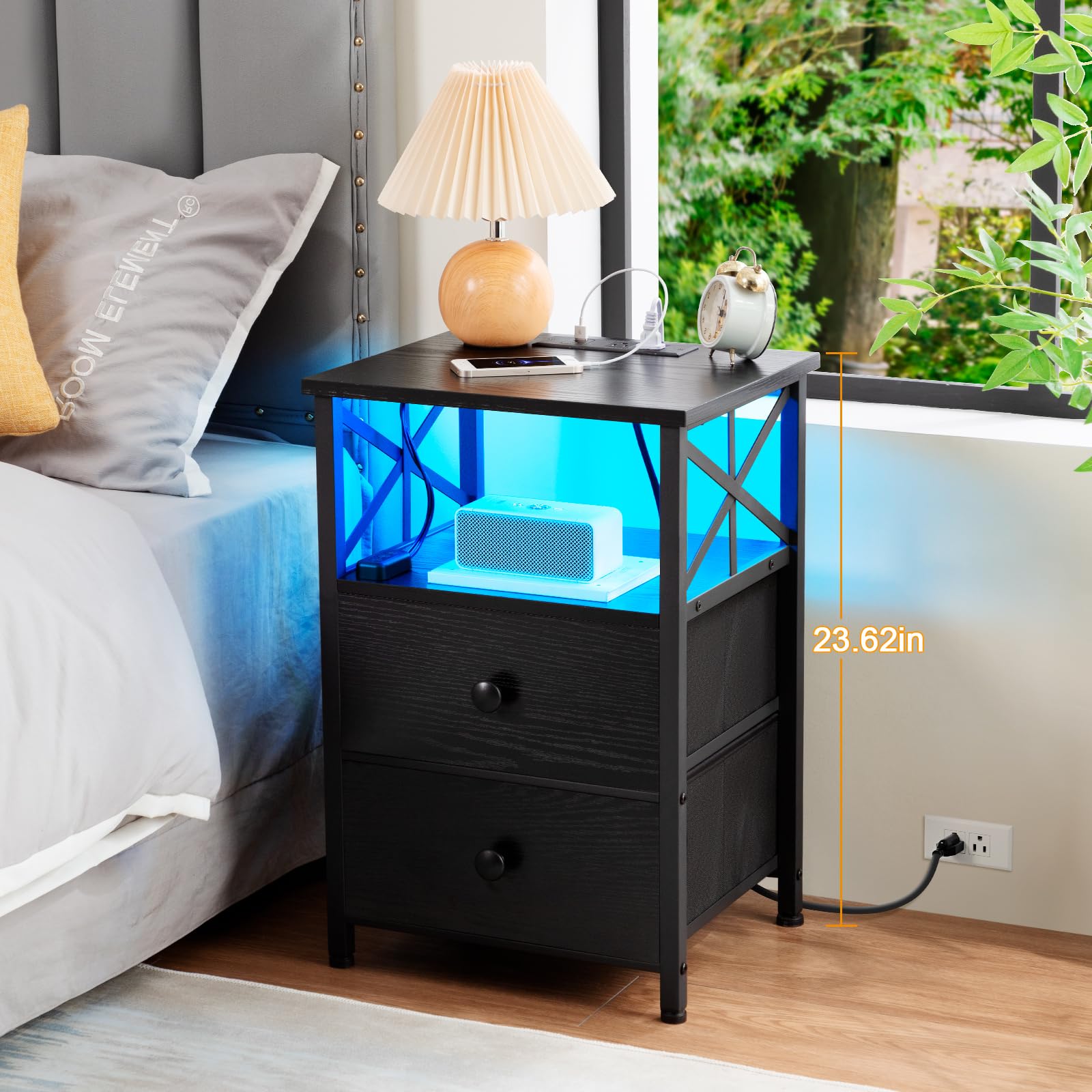 Amazon.com: AMHANCIBLE Night Stand Set 2, LED Nightstand
